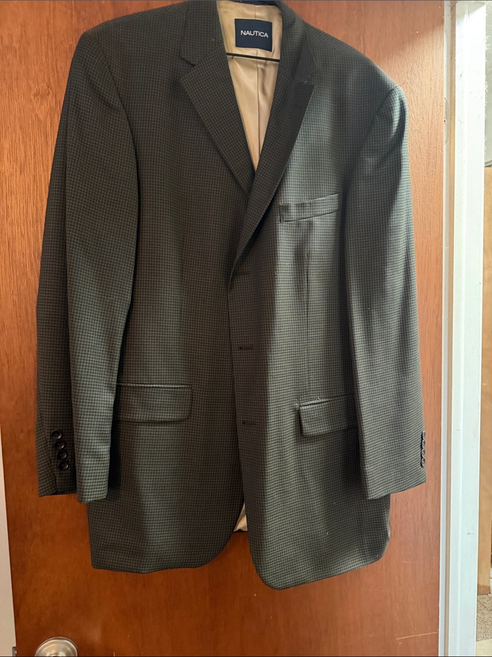 Nautica Men's Olive Green Micro-Check Sport Coat